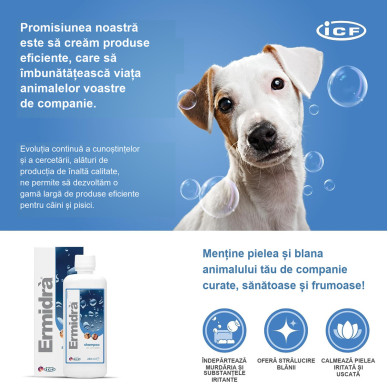 Șampon Dermatologic pentru Câini și Pisici Ermidra, 250 ml – ICF